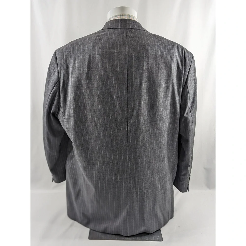 Mens Lauren Ralph Lauren Blazer Sport Coat Sports Jacket Gray Pin Stripe 48R‎